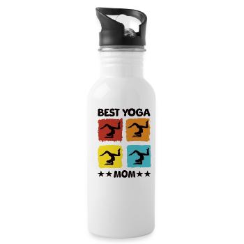 Best Yoga Mom - Trinkflasche mit integriertem Trinkhalm - Weiß - Rechts
