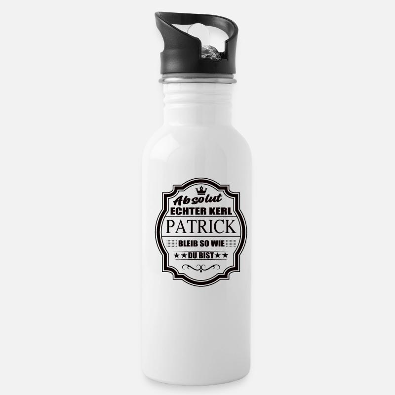 Absolut Echter Kerl Patrick Bleib So Wie Du Bist - Trinkflasche mit integriertem Trinkhalm - Weiß