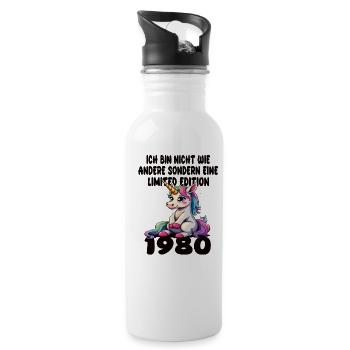 Limited Edition 1980 Birthday Born 1980 - Water bottle with straw - white - Right