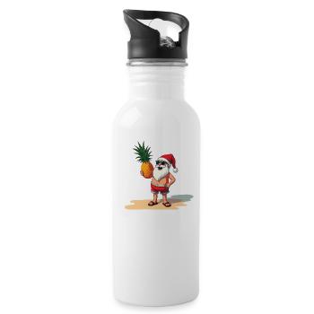 Tropical Santa Claus Santa Claus Xmas - Water bottle with straw - white - Right