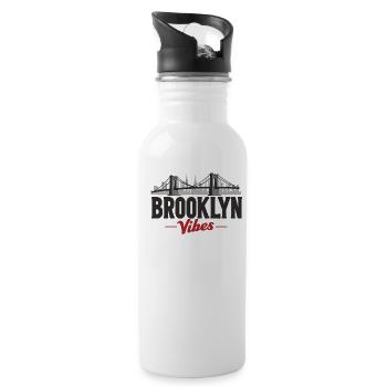 Brooklyn Vibes Bridge New York City New York - Water bottle with straw - white - Right