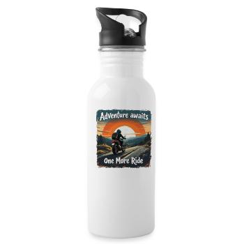Adventure Awaits Motorrad Motorradfahrer Motorrad - Trinkflasche mit integriertem Trinkhalm - Weiß - Rechts