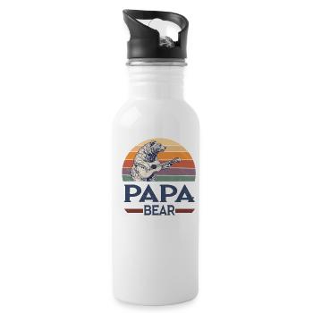 Papa Bear – Retro Design for Bear Lovers - Water bottle with straw - white - Right