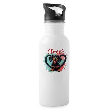 Teckel Chien Amour Teckel Dog Friends Amoureux des animaux - Gourde avec paille intégrée - blanc - Droite
