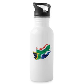 Echte Südafrika Flagge – Flag Map - Trinkflasche mit integriertem Trinkhalm - Weiß - Rechts