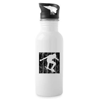 Skateboarder Skateboard Skater Skate Skateing - Trinkflasche mit integriertem Trinkhalm - Weiß - Rechts