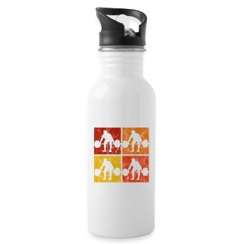 Bodybuilding Bodybuilder GYM Fitnessstudio Retro - Trinkflasche mit integriertem Trinkhalm - Weiß - Rechts
