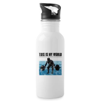 Bodybuilding this is my world Bodybuilder retro - Water bottle with straw - white - Right