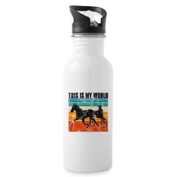 This is my World Trabrennen Trabreiten Retro - Trinkflasche mit integriertem Trinkhalm - Weiß - Rechts
