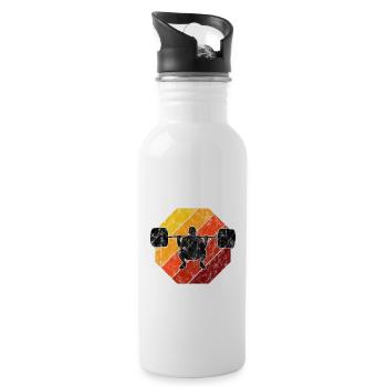Bodybuilding Bodybuilder GYM Fitnessstudio Retro - Trinkflasche mit integriertem Trinkhalm - Weiß - Rechts