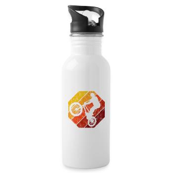 BMX Rad Fahrrad Retro Geschenk Bicycle Motocross - Trinkflasche mit integriertem Trinkhalm - Weiß - Rechts