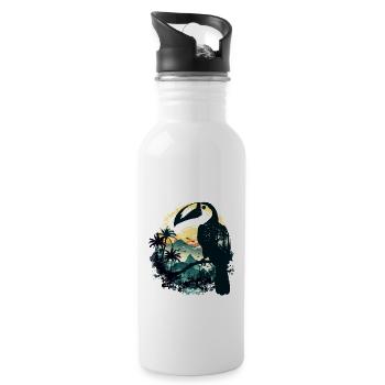 Jungle d'oiseaux toucans - Gourde avec paille intégrée - blanc - Droite