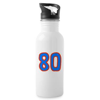 80. 80 YEARS. 80th ANNIVERSARY. 80 YEARS ANNIVERSARY. - Water bottle with straw - white - Right