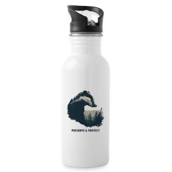 Preserve & Protect Dachs Wald Natur Wildnis Tier - Trinkflasche mit integriertem Trinkhalm - Weiß - Rechts