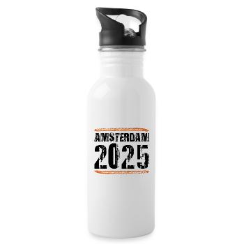 Amsterdam 2025 Spruch - Trinkflasche mit integriertem Trinkhalm - Weiß - Rechts