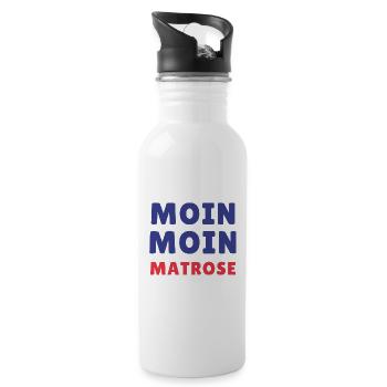 Moin Moin Sailor Typo Design - Water bottle with straw - white - Right