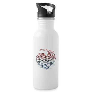 Turtle Heart Lover Ocean Gift Idea - Water bottle with straw - white - Right