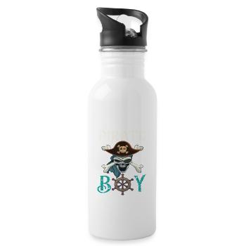 Pirate Skull Pirate Ship Gift Idea - Water bottle with straw - white - Right