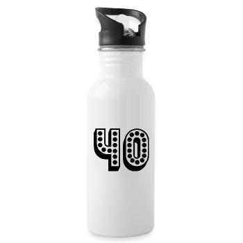 40. 40 YEARS. 40th ANNIVERSARY. 40TH ANNIVERSARY. - Water bottle with straw - white - Right