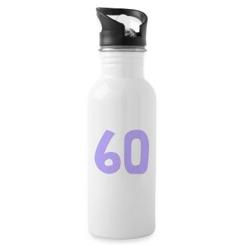 60. 60 JAHRE. 60-JÄHRIGES JUBILÄUM. 60. GEBURTSTAG. - Trinkflasche mit integriertem Trinkhalm - Weiß - Rechts
