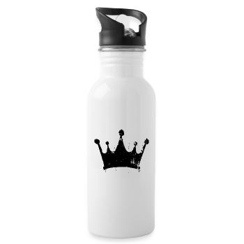 Krone Symbol Silhouette - Trinkflasche mit integriertem Trinkhalm - Weiß - Rechts