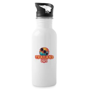 Thailand 2025 Palmen - Trinkflasche mit integriertem Trinkhalm - Weiß - Rechts