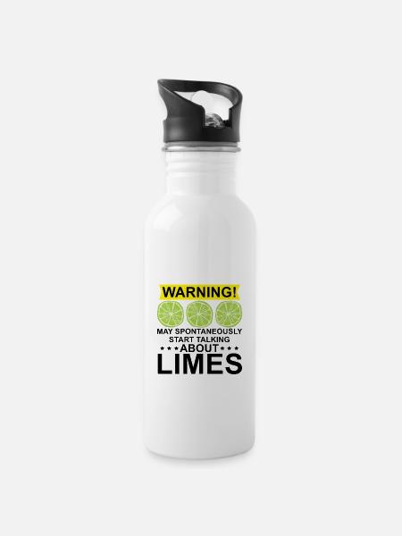 Lime Gift - Water bottle with straw - white