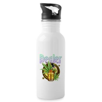 CBD Dealer | Cannabidiol Öl, CBD Öl Geschenkidee - Trinkflasche mit integriertem Trinkhalm - Weiß - Rechts