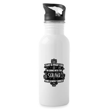 I'm going into the Sauna Geschenk Saunahaus Banja - Trinkflasche mit integriertem Trinkhalm - Weiß - Rechts