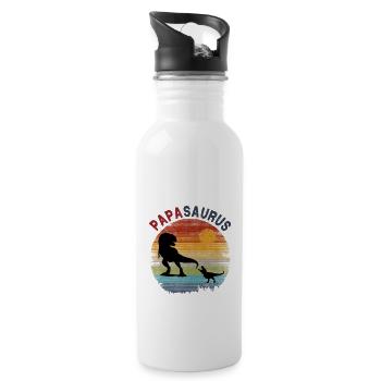 Papasaurus 1 Kid - Coucher de soleil rétro vintage - Gourde avec paille intégrée - blanc - Droite