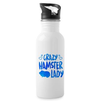 Crazy Hamster Lady Hamster Pet Animal Lover Hamste - Trinkflasche mit integriertem Trinkhalm - Weiß - Rechts