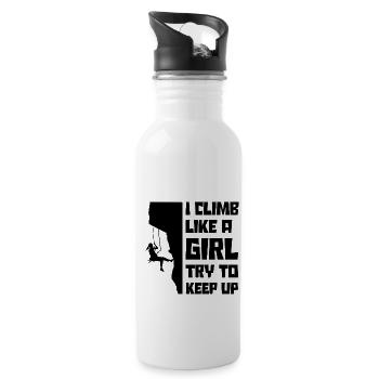 I Climb Like A Girl Try To Keep Up Bouldering Clim - Trinkflasche mit integriertem Trinkhalm - Weiß - Rechts