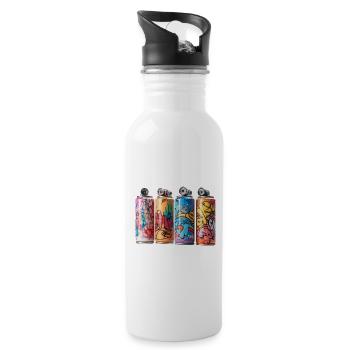SPRAY PAINT GRAFFITI STREET ART - Water bottle with straw - white - Right