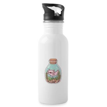 Mignon Happy Axolotl Dans Bouteille Aquarium - Gourde avec paille intégrée - blanc - Droite