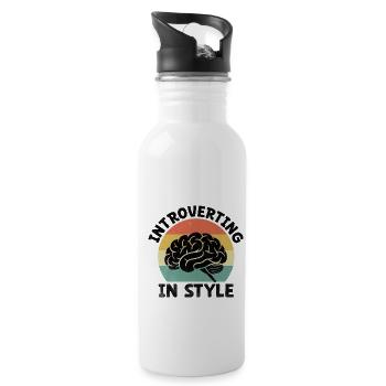 Introverting In Style Sayings For Introverts - Water bottle with straw - white - Right
