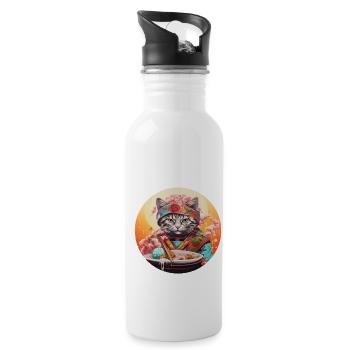 Cat of Noodles - Water bottle with straw - white - Right
