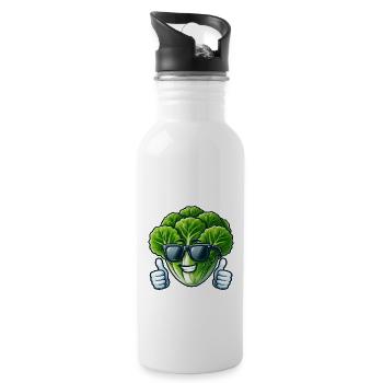 Cooler veganer Salat mit Sonnenbrille Vegetarisch - Trinkflasche mit integriertem Trinkhalm - Weiß - Rechts