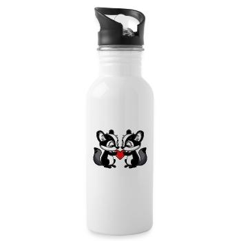 Skunk Couple Saint-Valentin - Gourde avec paille intégrée - blanc - Droite