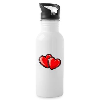 Symbole d’amour des cœurs - Gourde avec paille intégrée - blanc - Droite
