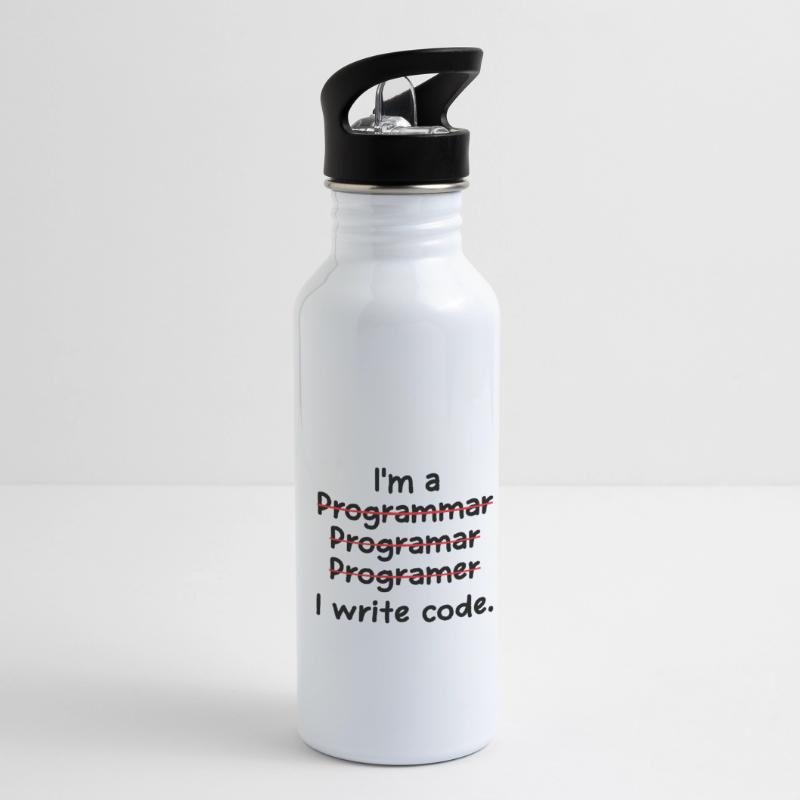 I'm A Programmer I Write Code Computer Scientist A Trinkflasche mit integriertem Trinkhalm