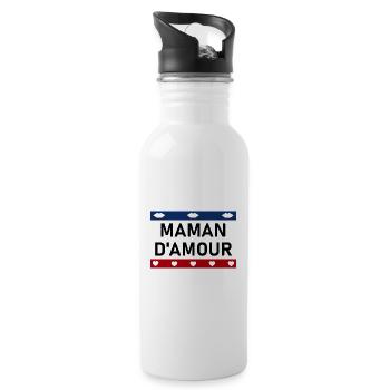 Maman d'amour cœurs bouches - Gourde avec paille intégrée - blanc - Droite