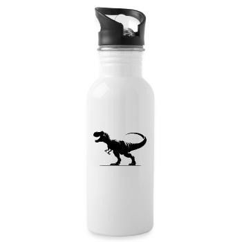 Roaring T-Rex Dinosaur - Tyrannosaurus Dino - Water bottle with straw - white - Right