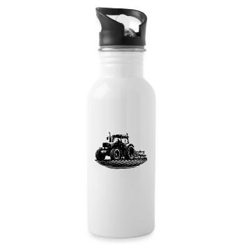 Feld Schlepper Landmaschinen Feldarbeit Traktor - Trinkflasche mit integriertem Trinkhalm - Weiß - Rechts