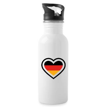 German Sports Teams - Heart with White - Water bottle with straw - white - Right