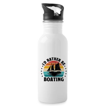 Ich würde lieber mit dem Boot paddeln - Trinkflasche mit integriertem Trinkhalm - Weiß - Rechts