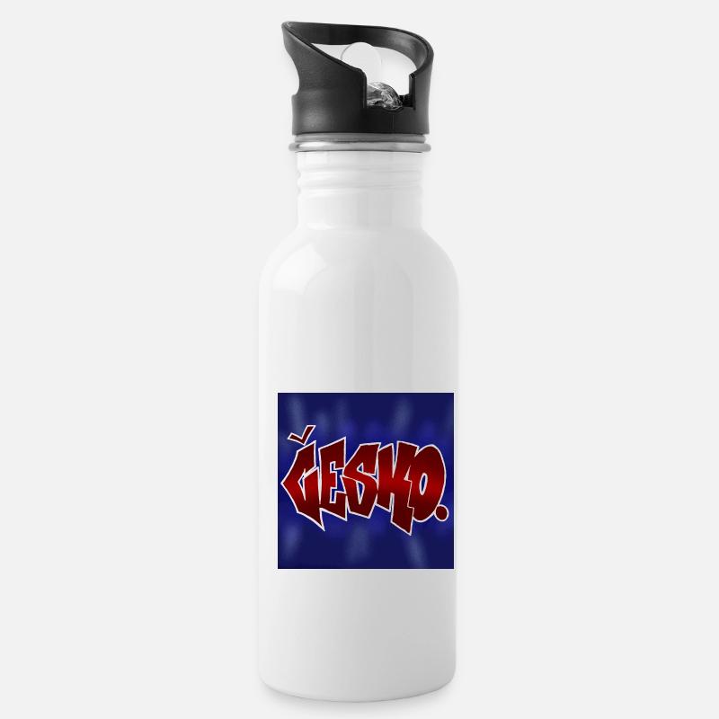 Česko Graffiti Design - Water bottle with straw - white