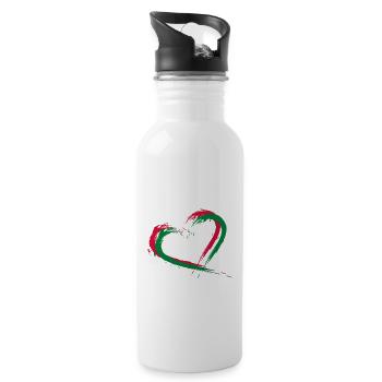 Heart brush flag of the Maldives - Water bottle with straw - white - Right