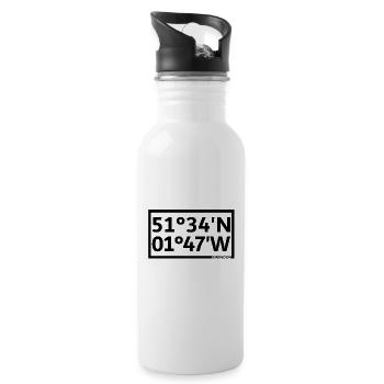 Swindon Koordinaten - Trinkflasche mit integriertem Trinkhalm - Weiß - Rechts