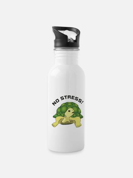 no stress - Water bottle with straw - white