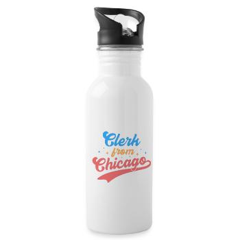 Retro Graphic Bank Clerk Bookkeeper Bank Employee - Trinkflasche mit integriertem Trinkhalm - Weiß - Rechts